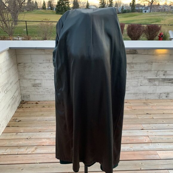 Vintage Forest Green Wool Suede Trim Double Breasted Overcoat Maxi Trench Coat - Picture 9 of 16